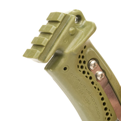 Rail attachment system on the powerful Hammer Slingshot handle
