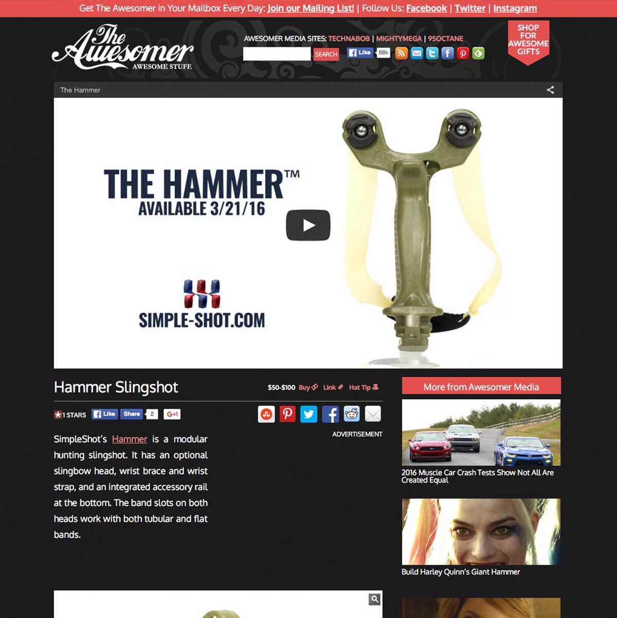 The Awesomer Hammer Slingshot Review